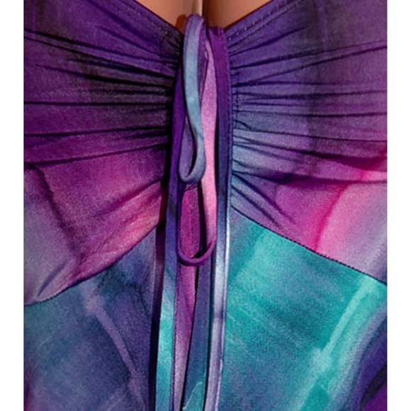 Funfash Plus Size Purple Empire Waist V Neck Top - Picture 4 of 4